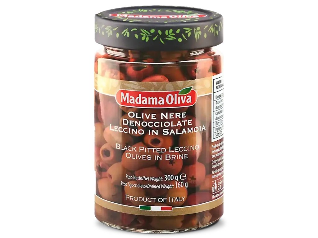 Madama Oliva Olive Nere Denocciolate Leccino in Salamoia 300g