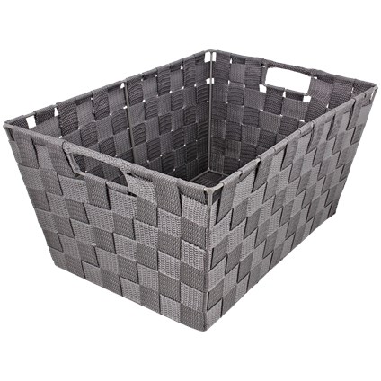 Mand silk ribbon extra groot grijs 45x30x20 cm