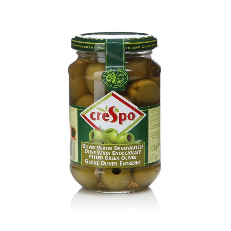 Crespo* Olijven groen ontpit bokaal 37cl 26/29