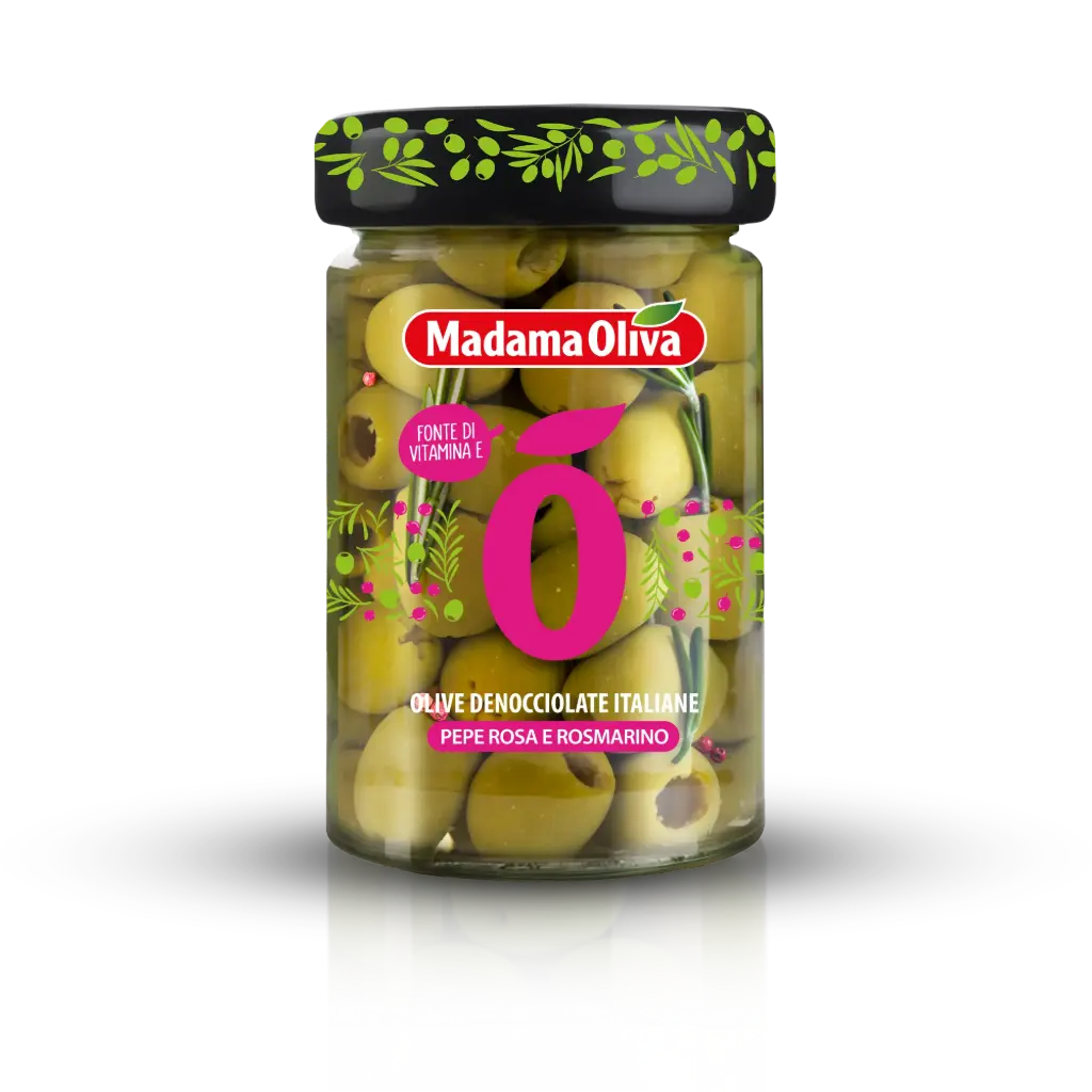 Madama Oliva Olive Denocciolate Italiane Pepe Rosa e Rosmarino 327ml