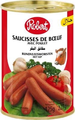 [rob8530002] Robert Frankfurter Boeuf Poulet Halal 425g